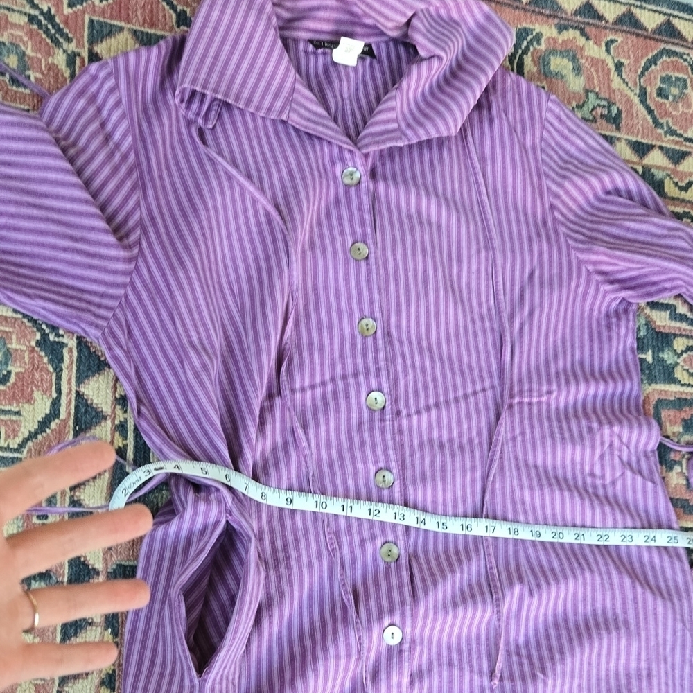J. Peterman Purple Striped Long Sleeve Dress - Picture 7 of 7